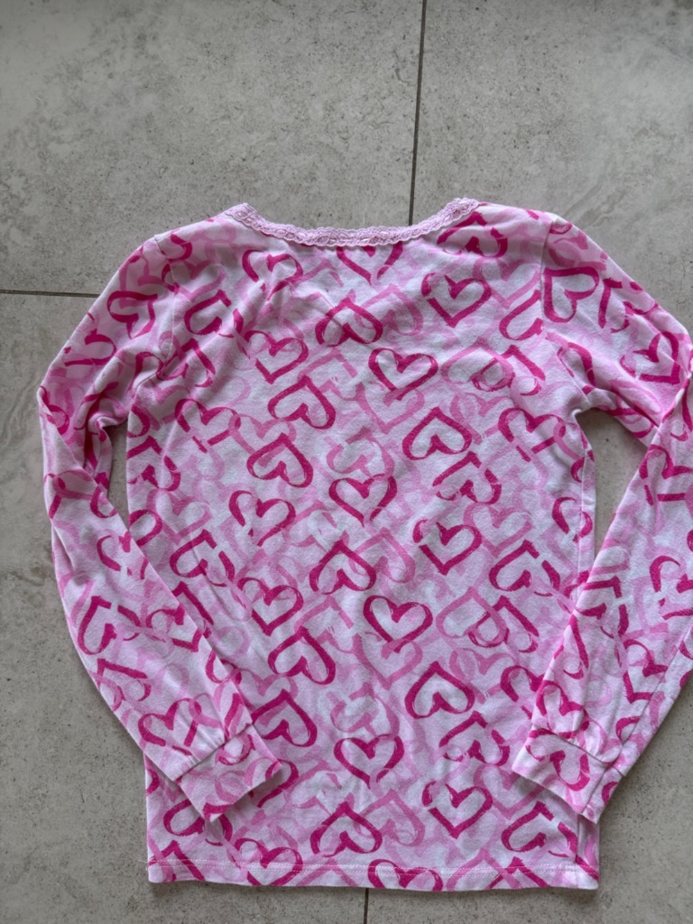 ESME Chandelier Pink Heart-Print Long Sleeve Pajama Set sz 7 - Picture 8 of 10